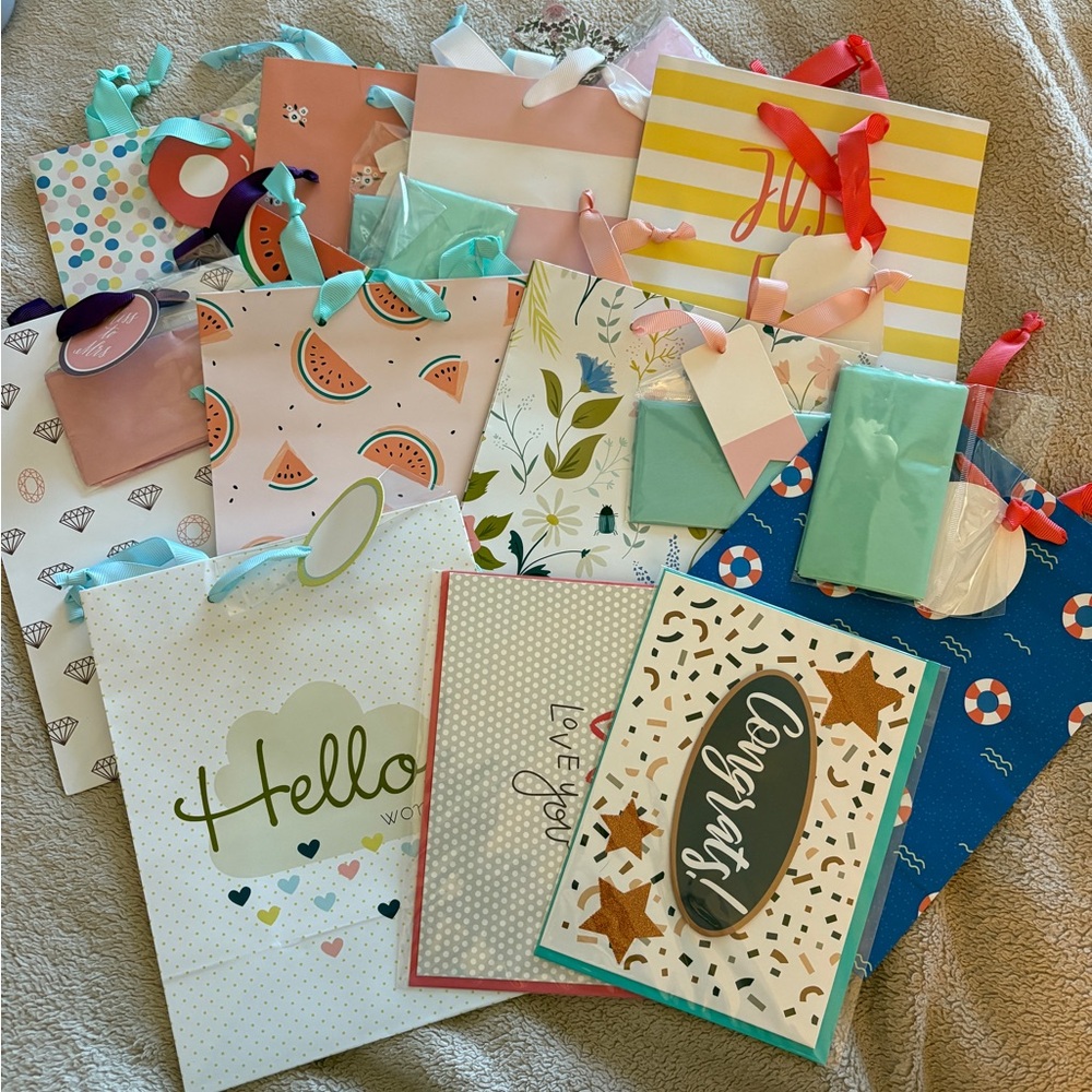 Assorted gift bags and cards